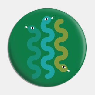 Squiggly Snakes on Teal Green – Retro 70s Wavy Snake Pattern Pin