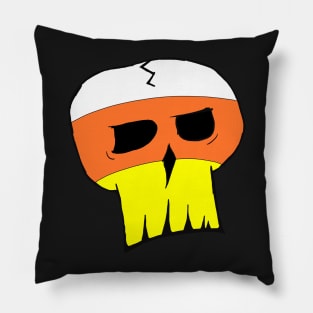 Candy Corn Color Skull Pillow