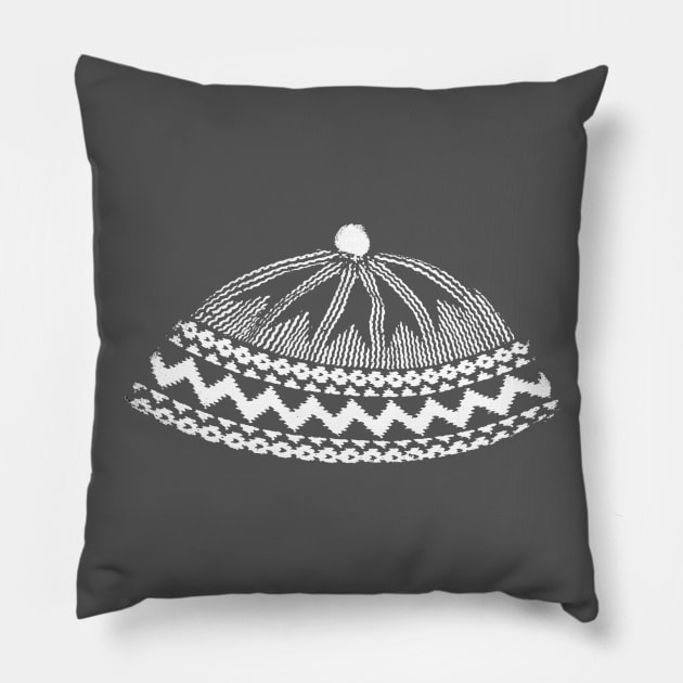 Kufi Haji Muslim Hat Design - Grey Pillow by Tony Cisse Art Originals