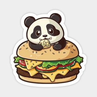 Cute Panda Eating Burger Magnet