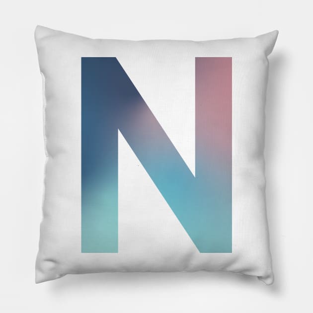 Gradient Letter N Initial Alphabet Pillow by murialbezanson