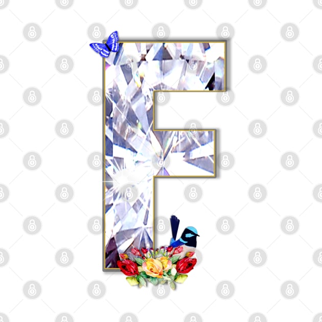 Name Initial Letter F and Fairy Wren by KC Morcom aka KCM Gems n Bling aka KCM Inspirations