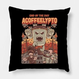 Coffee Monster Apocalypse: Destructive Paper Cup Rampage Pillow