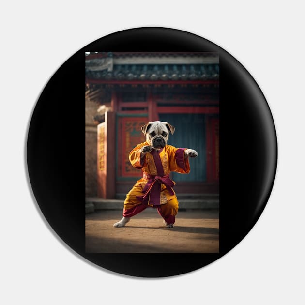 Shaolin Master Kung Fu Pug Pin by Ratherkool