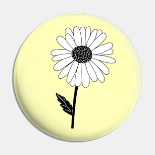 Black and White Daisy Flower Pin