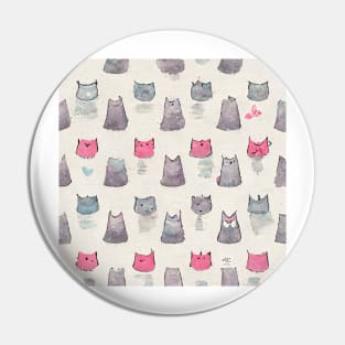 Stylized Pink and Grey Cats Pin