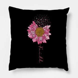 Flower Faith Breast Cancer Awareness Pillow