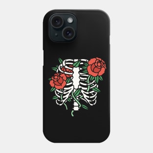 Skeleton Ribs And Roses Phone Case