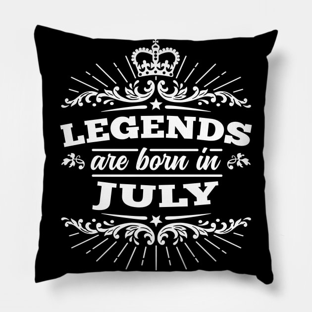 Legends Are Born In July Pillow by DetourShirts