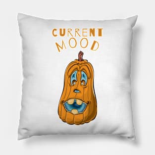 Funny Halloween Pumpkin Face Current Mood Pillow