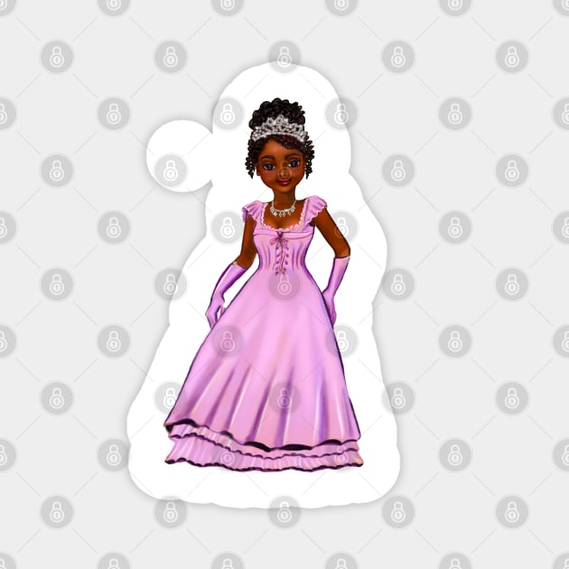 Princess Coco in purple / lavender  ! beautiful  black girl with Afro hair, brown eyes and dark brown skin. Hair love ! Magnet by Artonmytee