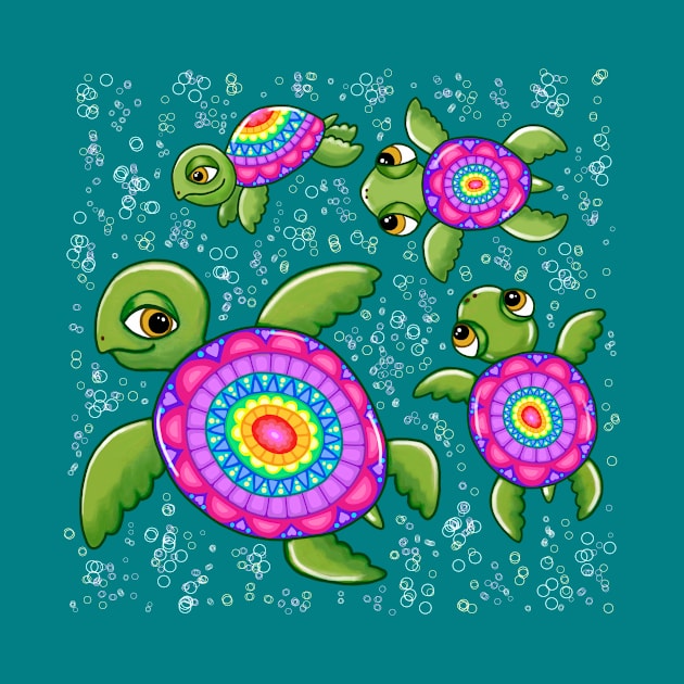 Turtles and Bubbles by SoozieWray