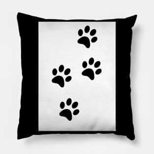 Black Paw-prints on a white surface Pillow