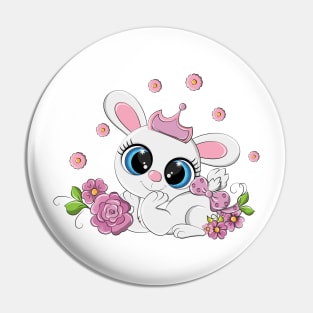 Cute rabbit with a crown on his head. Pin