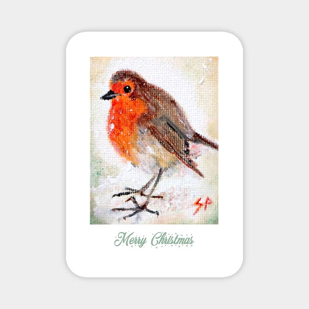 christmas Robin Magnet by saraperry