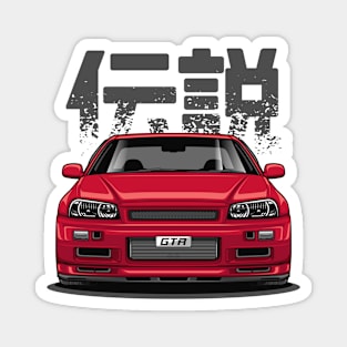 Skyline GTR R34 - Candy Red (Front View Design) Magnet