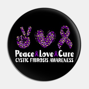 Peace Love Cure Cystic Fibrosis Awareness Pin