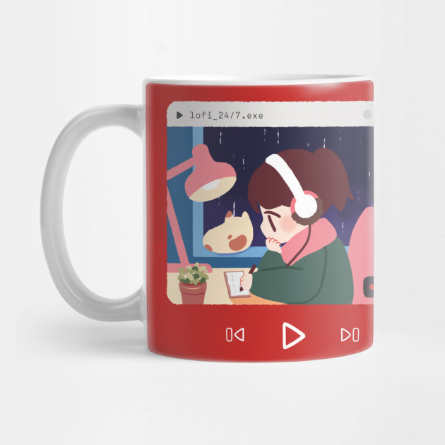 Lofi Hip Hop And Chill Sweater Youtube 24 7 Music Study Beats To Relax To Kawaii Anime Aesthetic Red Sweater Grey Sweater Sleeve Print Lofi Hip Hop Radio Mug Teepublic