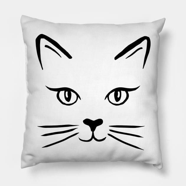 Cute Cat Face Pillow by julieerindesigns