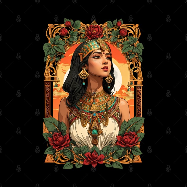 Cleopatra Queen of Egypt retro vintage floral design by Neon City Bazaar