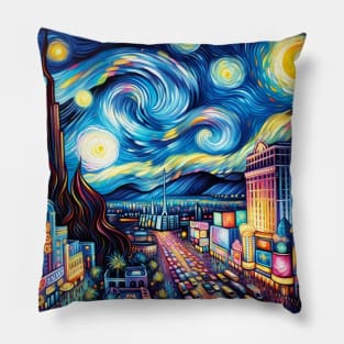 Las Vegas Strip Starry Night - Beautiful Iconic Places Pillow