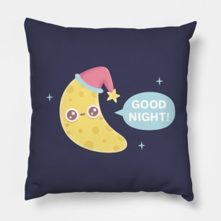 Cute Crescent Moon Says Good Night Pillow