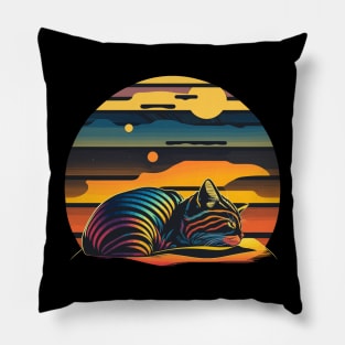 Retro 80s Style Cat Gifts Vintage Cat Pillow