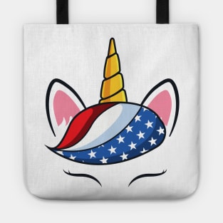 Unicorn Face American Flag 4th Of July Tote