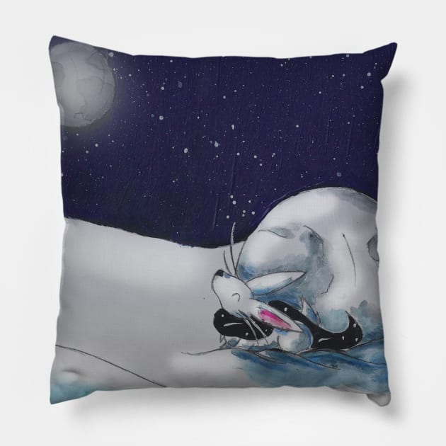 Snow Moon Pillow by KristenOKeefeArt