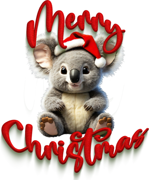 Merry Christmas Koala with A Xmas Santa Hat from Australia Kids T-Shirt by Amanda Lucas