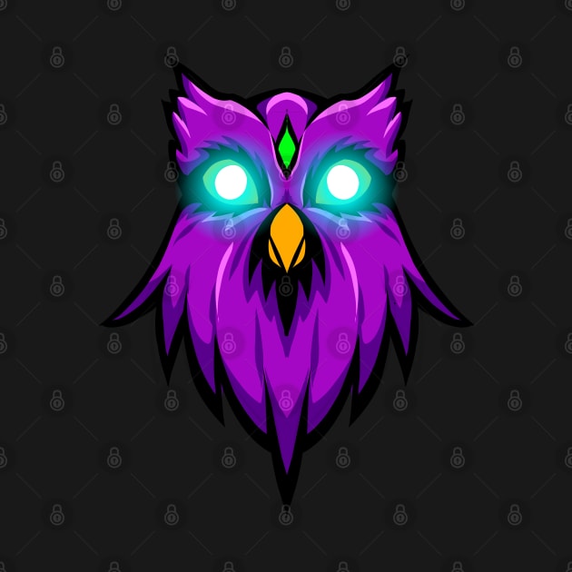 owl with glowing eyes by Brown777