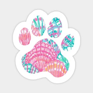 Bright Seashell Paw Print Magnet