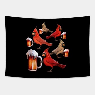 Red Cardinal birds beer lover Tapestry