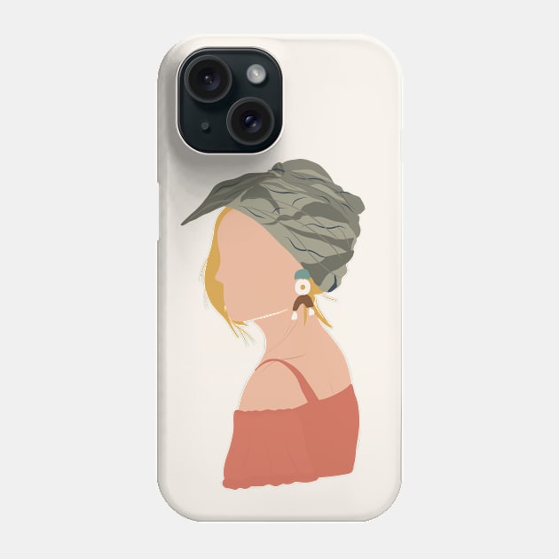 Abstract Woman With Green Scarf Phone Case by JunkyDotCom