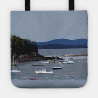 Lispe Bar Harbor with Boats and Mountains Tote