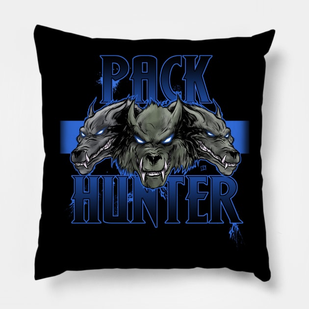 Pack Hunter (Blue) Pillow by SilverBaX