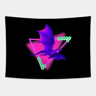 Neon Dragon Vaporwave Synthwave Cyberpunk Tapestry