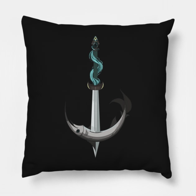 Swordfish Anchor Pillow by Chrononimbus