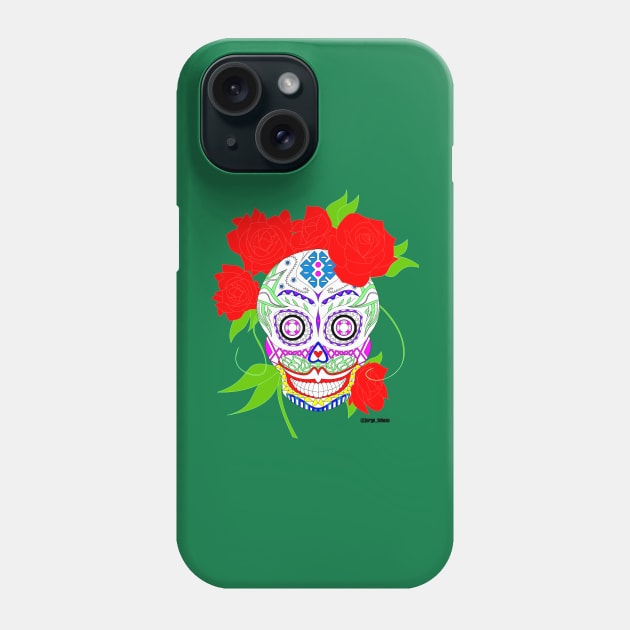 white calavera in catrina disguise ecopop Phone Case by jorge_lebeau