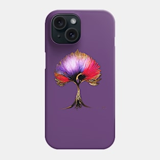 tree, flower, rose, gold, silver, red, purple, peacock Phone Case