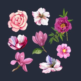 Watercolor Wildflowers for Plants Lovers | Peony, Ranunculus, Rose, Magnolia, Lily T-Shirt