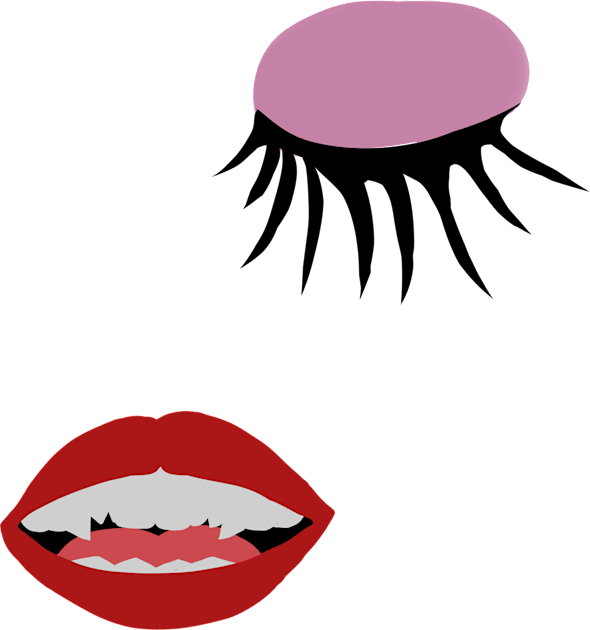 woman lips, vampire teeth and eyelashes Kids T-Shirt by Super-TS