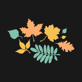 Sunny Autumn Pastel Leaves Pattern T-Shirt