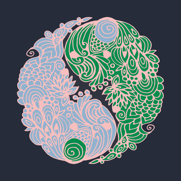 Yin Yang, corals - blue and green by MitaDreamDesign