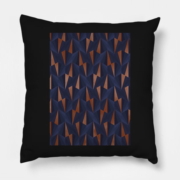 Navy & Copper Fractal Pillow by Blue-Banana