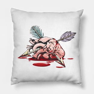 Bleeding Heart Pierced By Two Arrows Engraving Tattoo Pillow