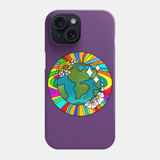 Vibrant 70s Style Planet Earth with Flowers (MD23ERD005b) Phone Case