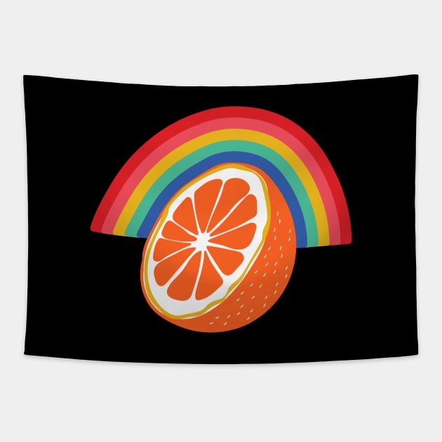 Rainbow Orange Fruit Tapestry by Marina BH