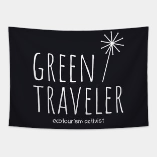 Green Traveler. Travel, traveling, tourist, tourism Tapestry