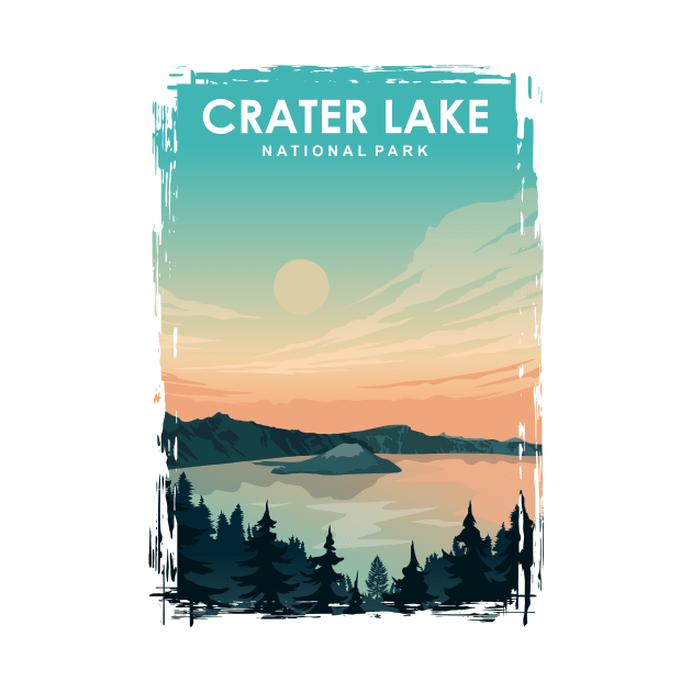 Crater Lake National Park Travel Poster by jornvanhezik